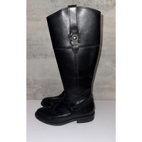 Frye 'Jayden Button' Tall Riding Boot Black Size 6.5 B $425 Leather Zip - Picture 3 of 8